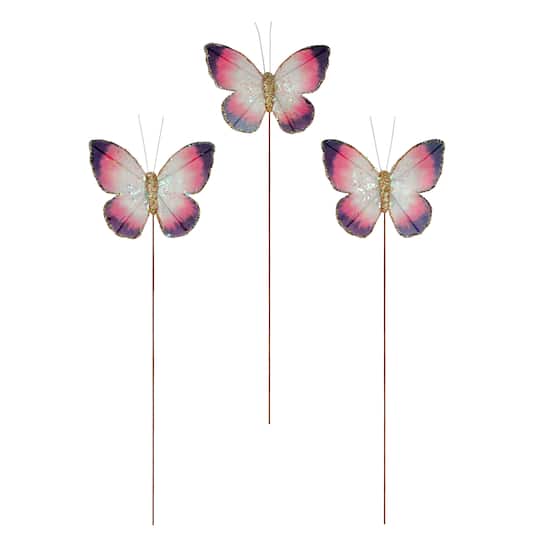Pink & Purple Glitter Butterflies, 3ct. by Ashland®